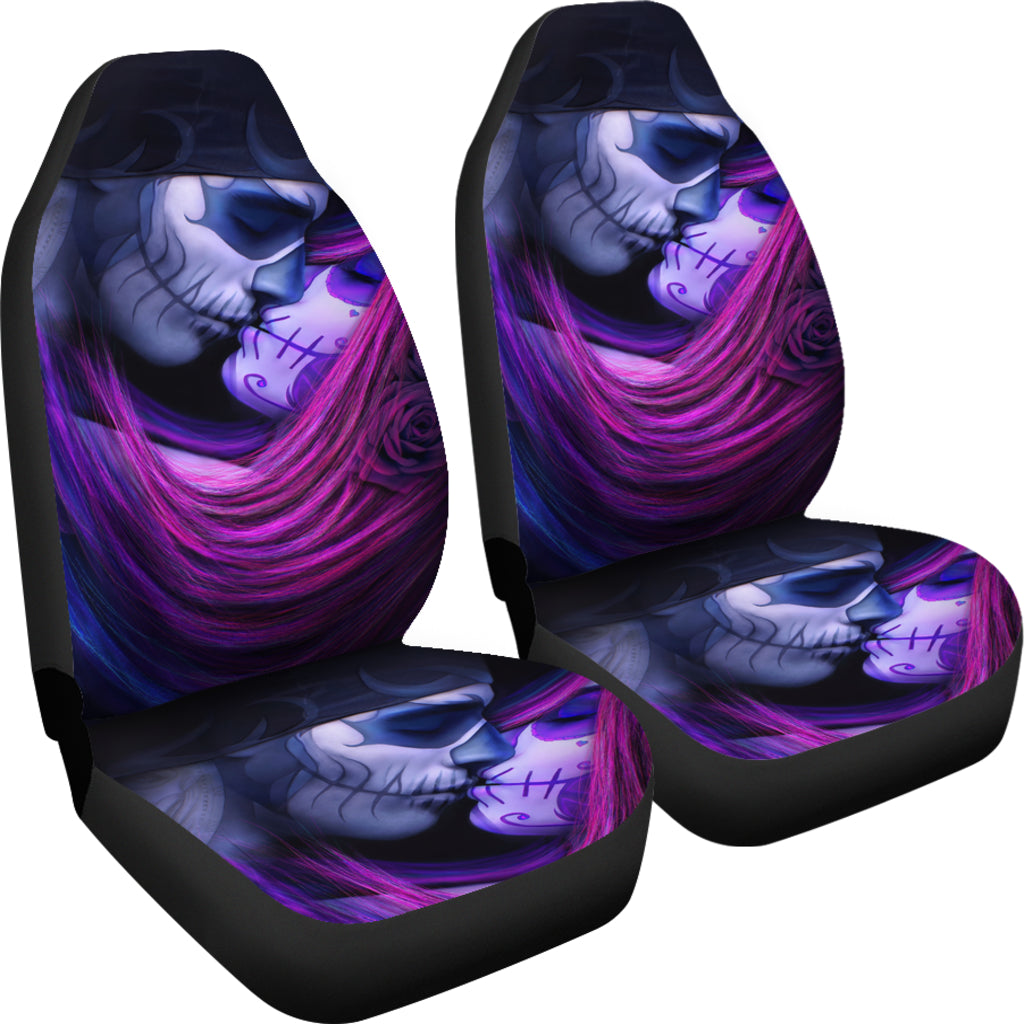 Set of 2 - Sugar skull girs - car seat covers