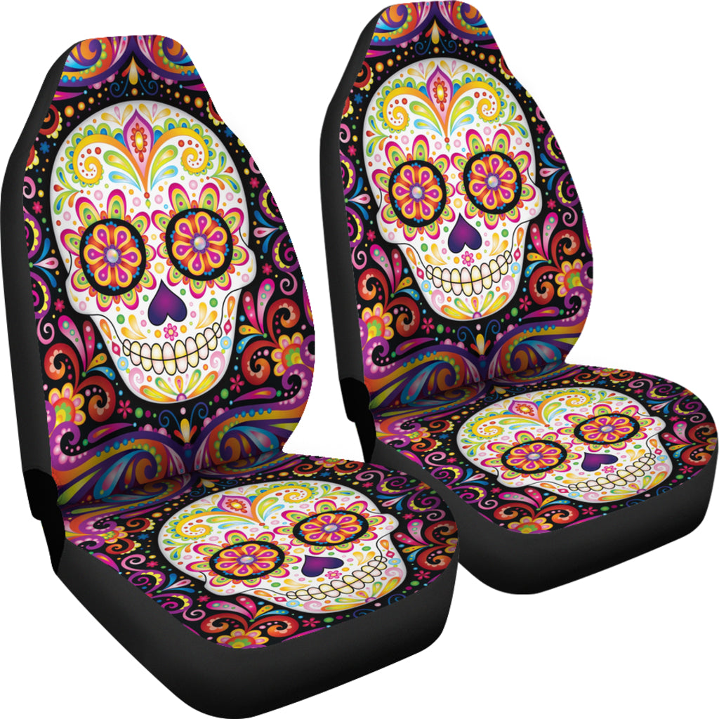 Set 2 Sugar skull car seat covers