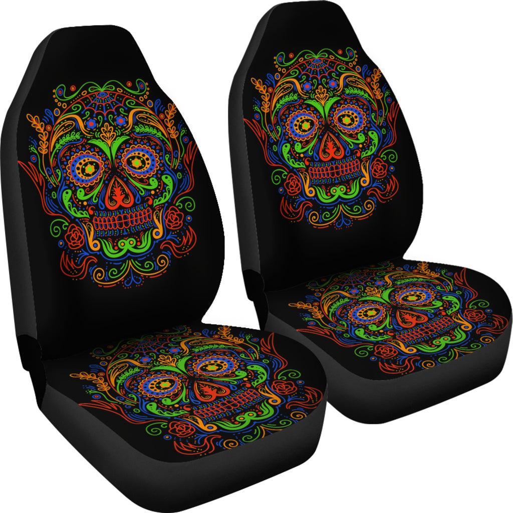 Set of 2 Sugar Skulls Seat covers