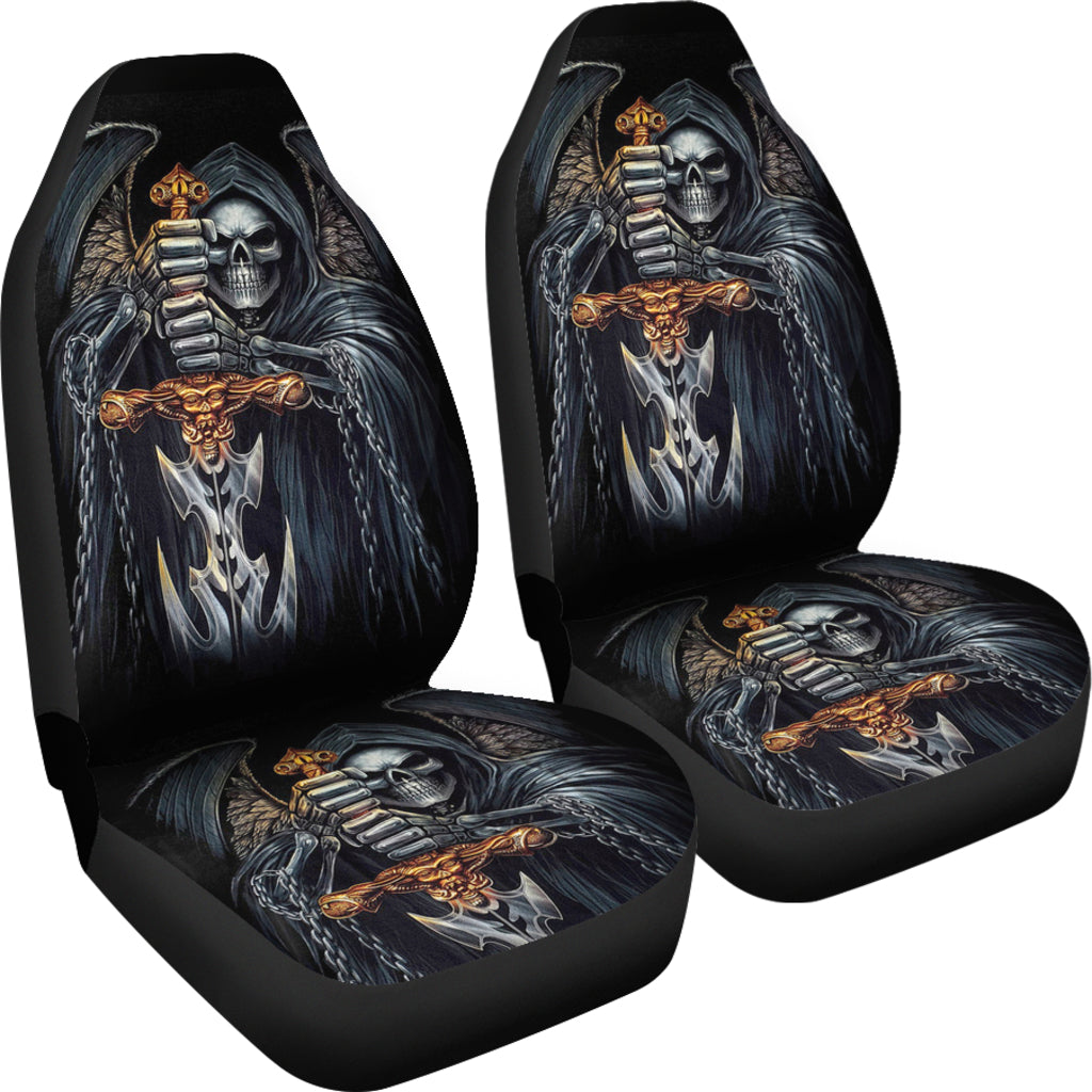 Set 2 pcs Gothic skull car seat covers