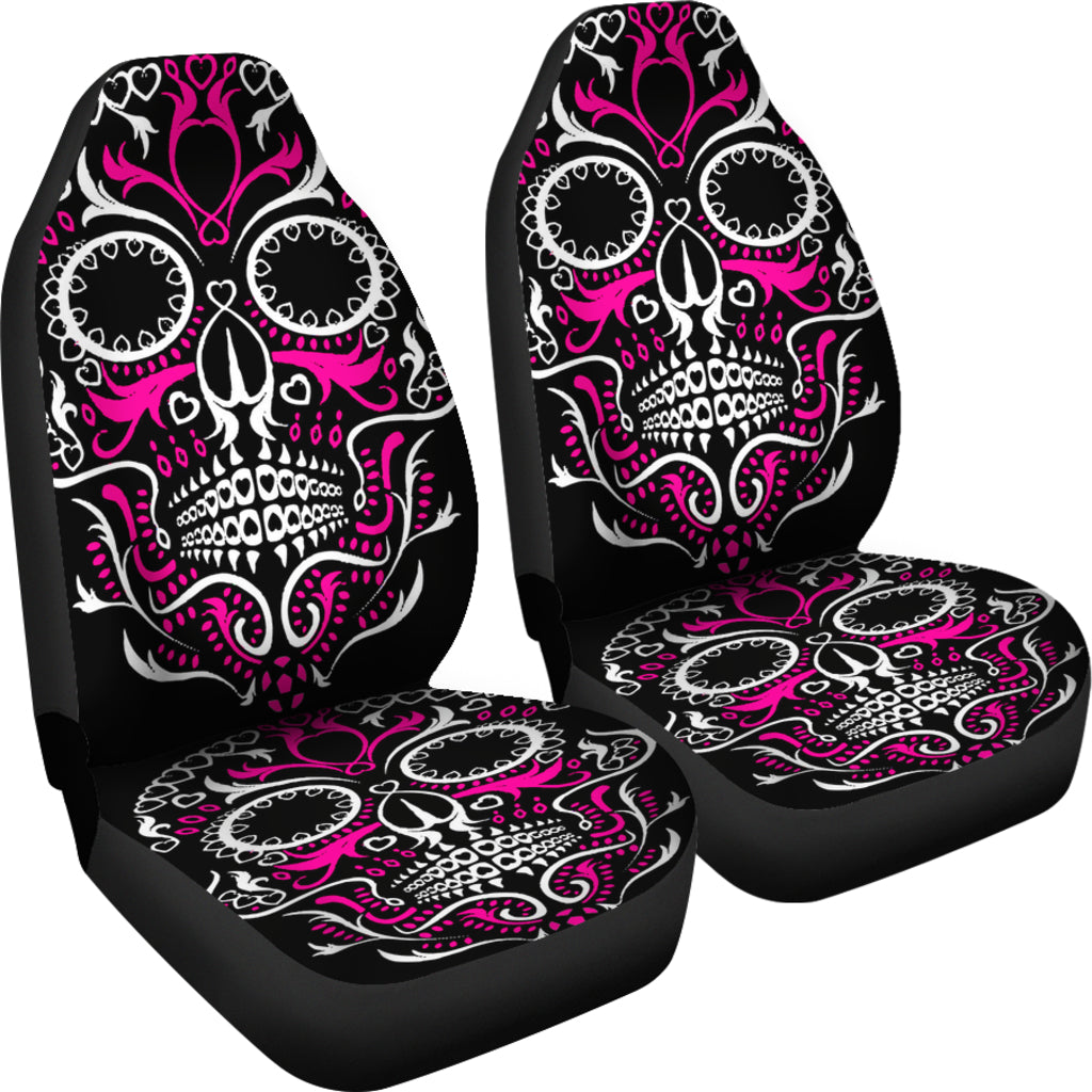 Set 2 seat cover sugar skulls