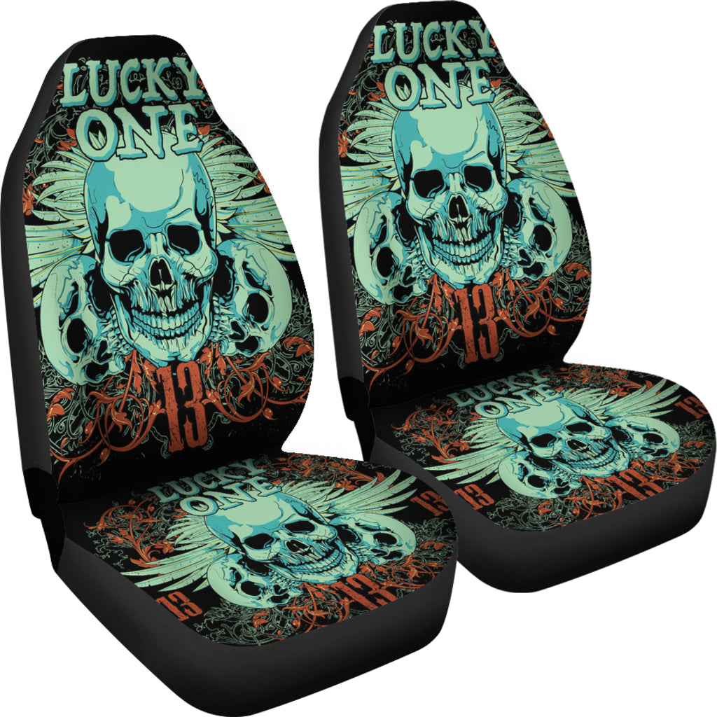 Set 2 pcs Lucky one skull seat cover sugar skulls