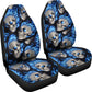 Set of 2 fire skulls car seat covers