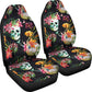 Set of 2 pcs - Skull Floral Fire Halloween skull car seat covers