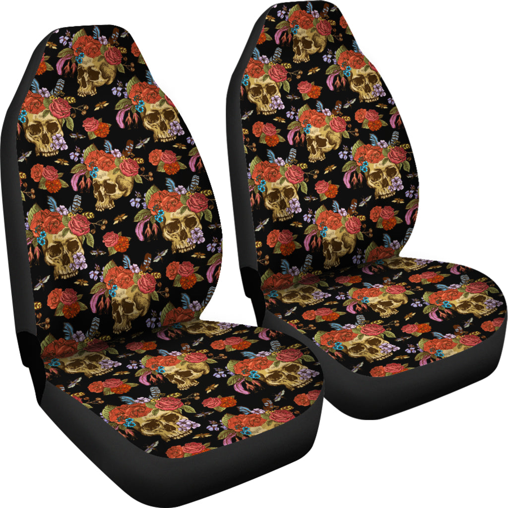 Set of 2 pcs - Skull Gothic Horror Grim reaper skull car seat covers