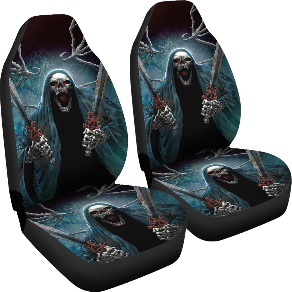 Set 2 pcs Gothic skull car seat covers