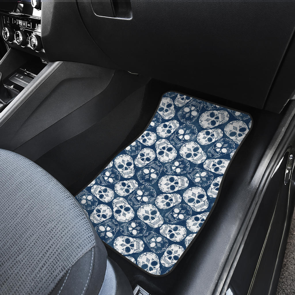 Set of 4 pcs floral sugar skull car mats