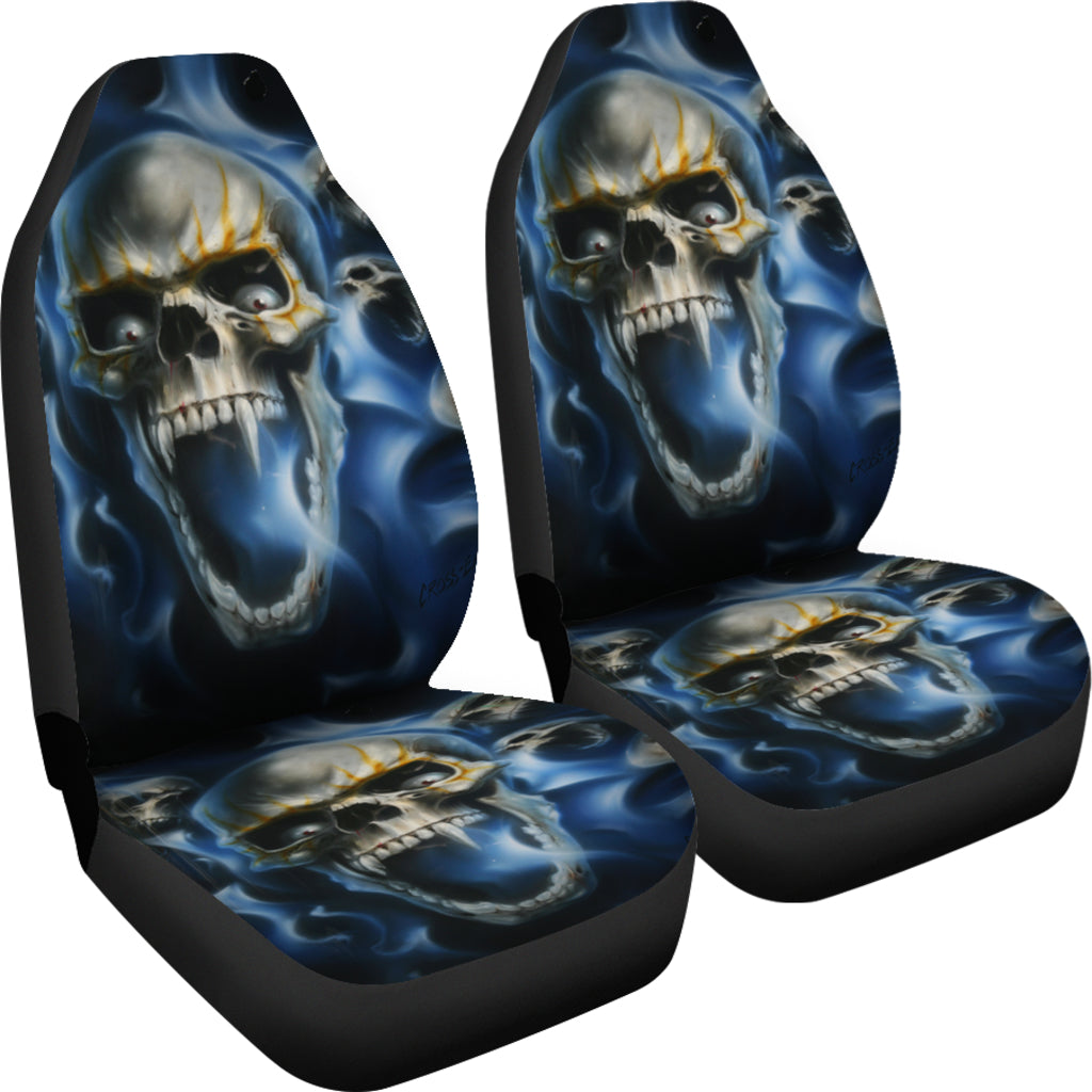 Set of 2 skull car seat covers