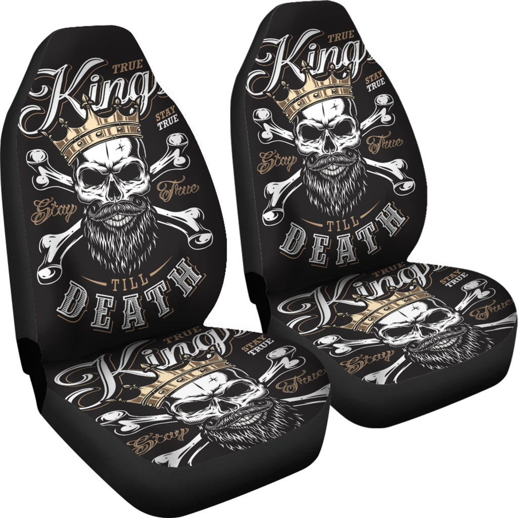 Set 2 pcs King skull car seat covers