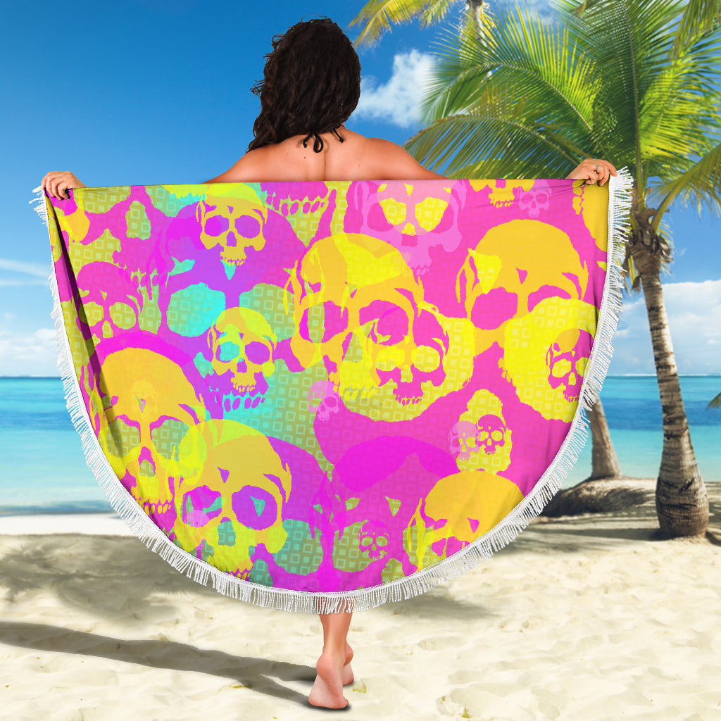 Yellow skulls beach blanket