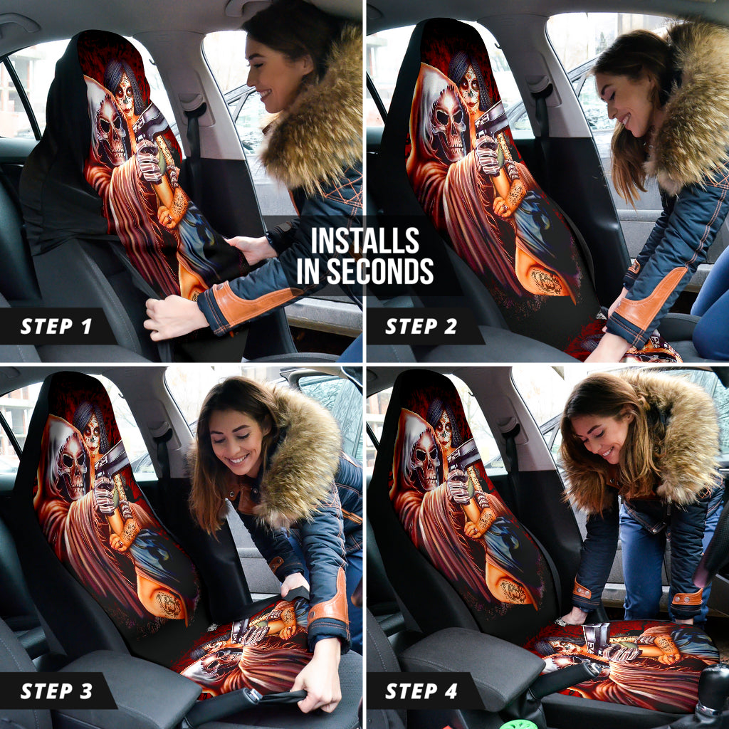 Set 2 pcs Grim reaper with girls car seat cover