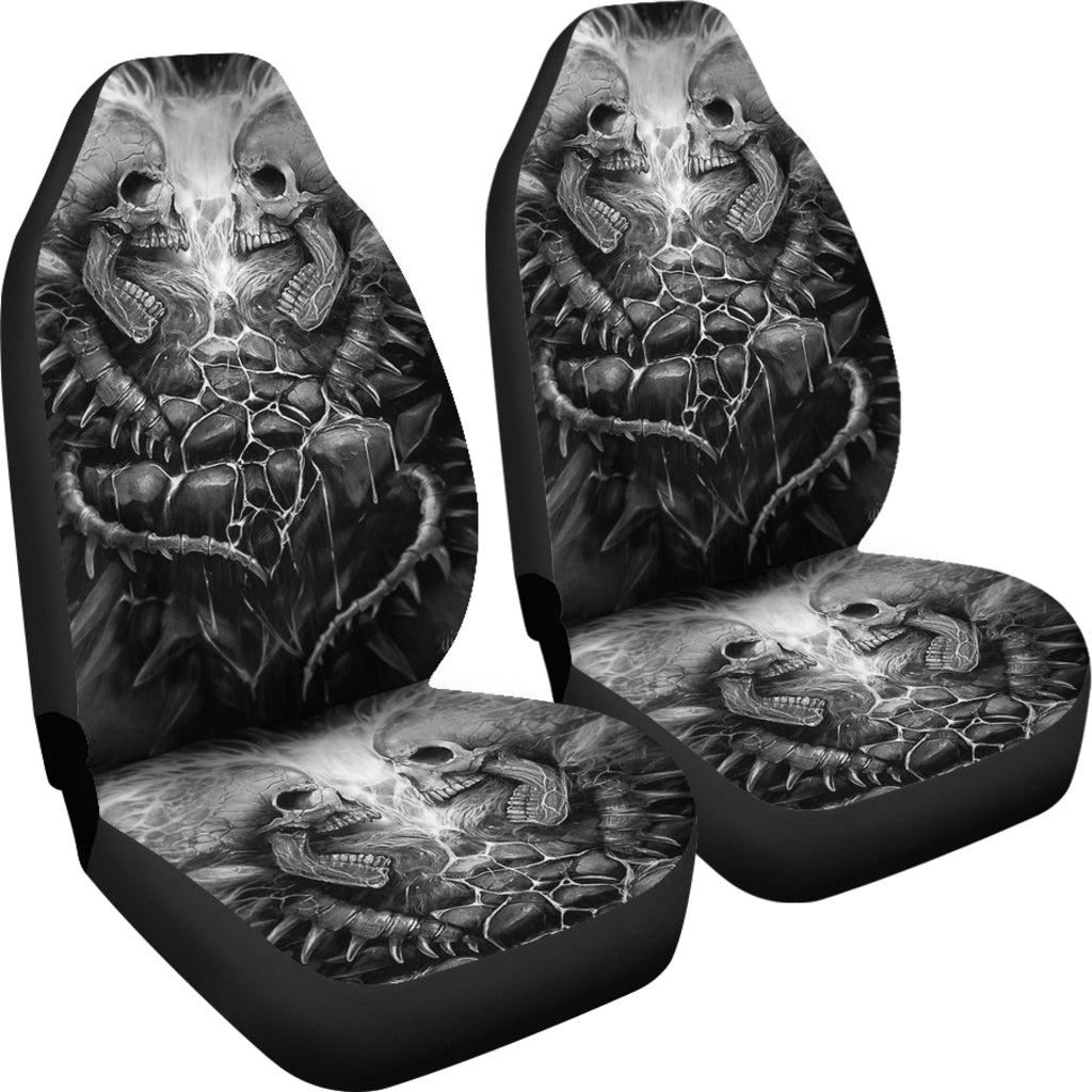 Set 2 pcs Gothic skull car seat covers