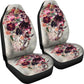 Set 2 pcs Floral sugar skull day of the dead skull car seat covers