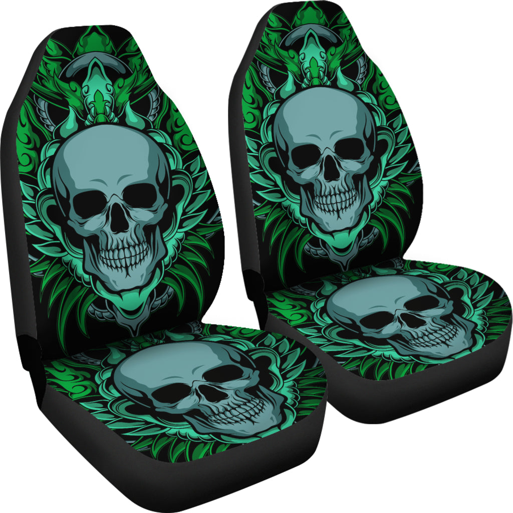 Set of 2 skull gothic grim reaper car seat covers