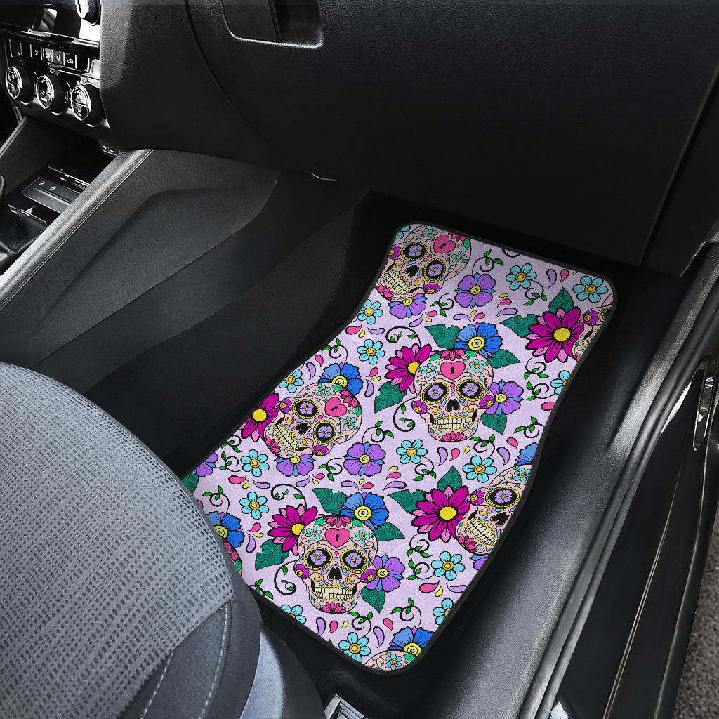 Sugar skull floral car mats, car floor mat