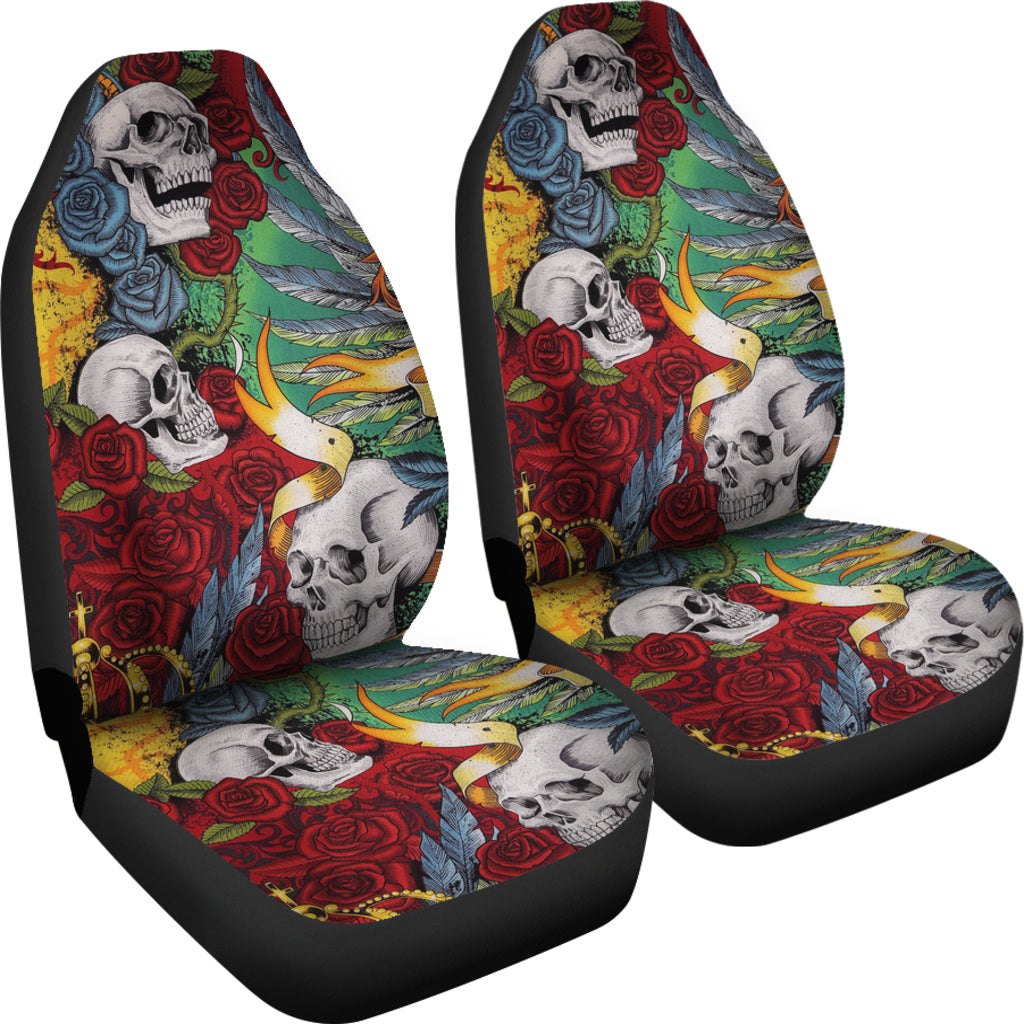 Set of 2 skull King Queen car seat covers