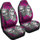 Set of 2 colorful sugar skull car seat covers