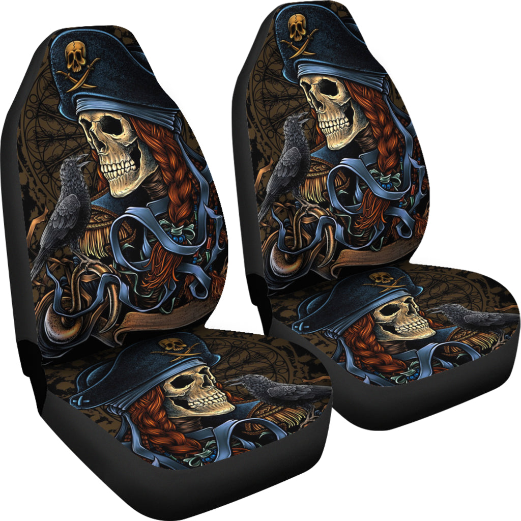 Set 2 pcs Gothic skull car seat covers