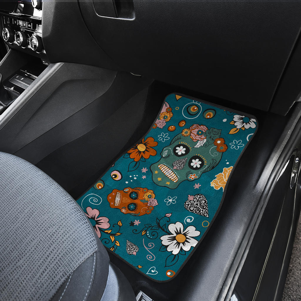 Set of 4 pcs sugar skull car mats