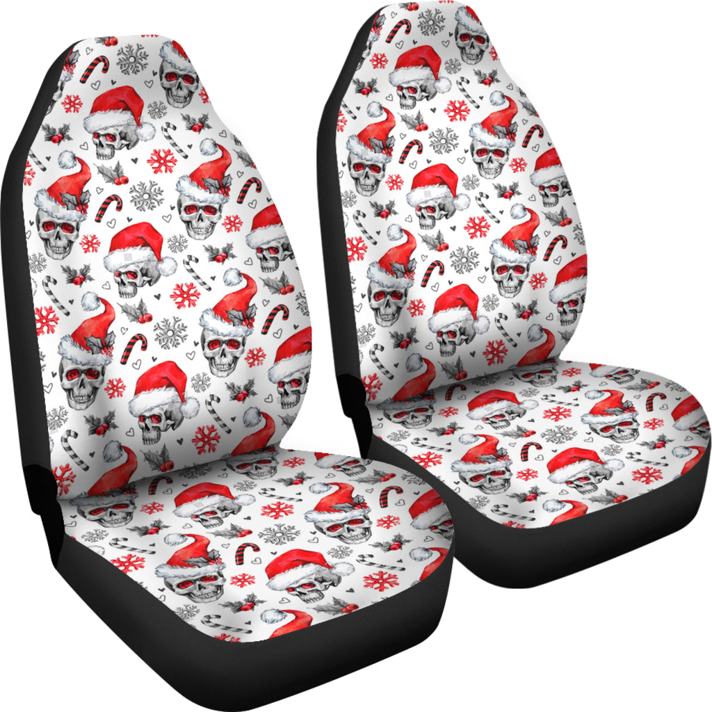 Set 2 pcs Merry Christmas Gothic skull car seat covers