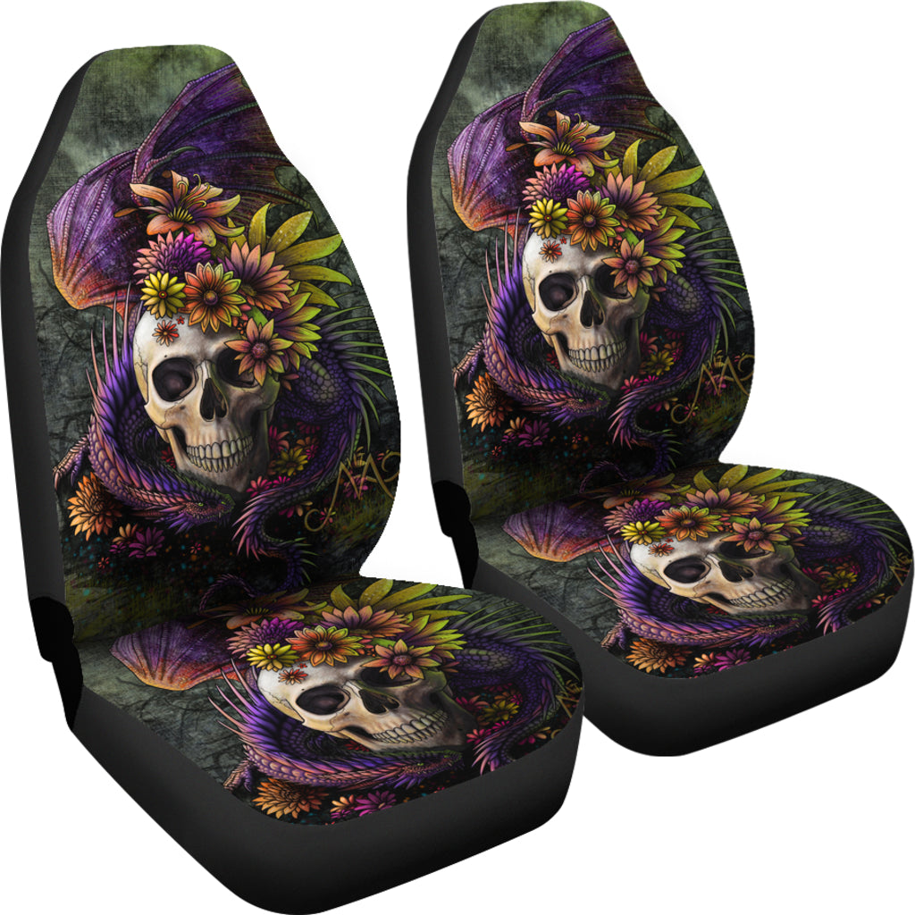 Set 2 pcs Gothic skull dragon car seat covers