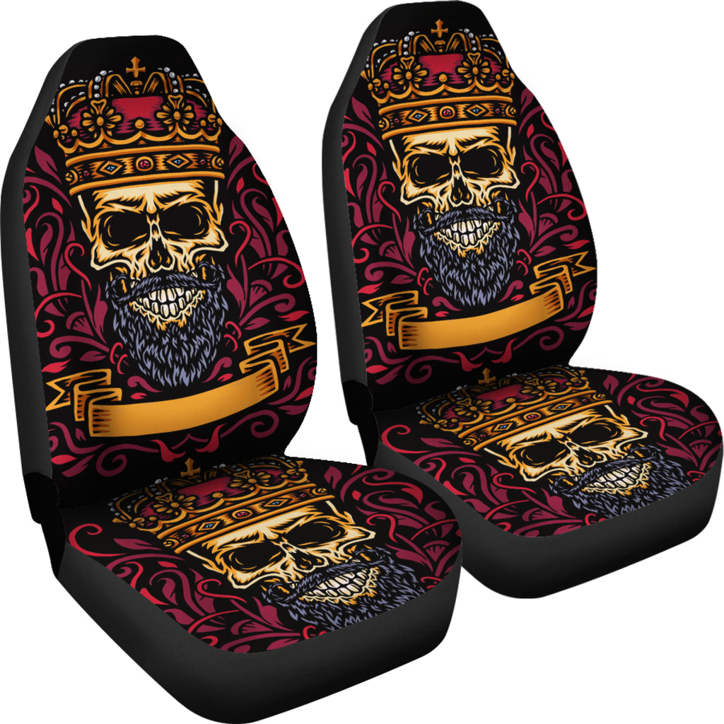 Set of 2 The KING skull car seat covers