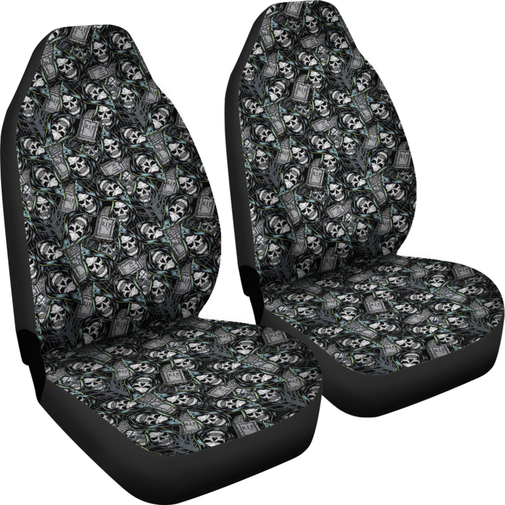 Set of 2 skull car seat covers