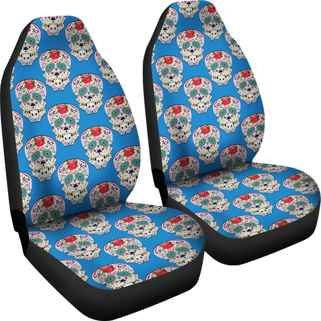 Set 2 seat cover sugar skulls