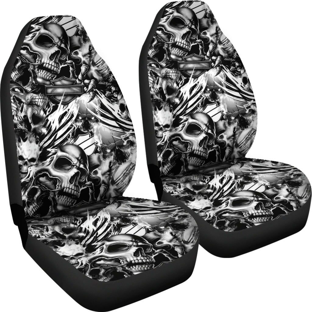 Set 2 Gothic skull car seat covers