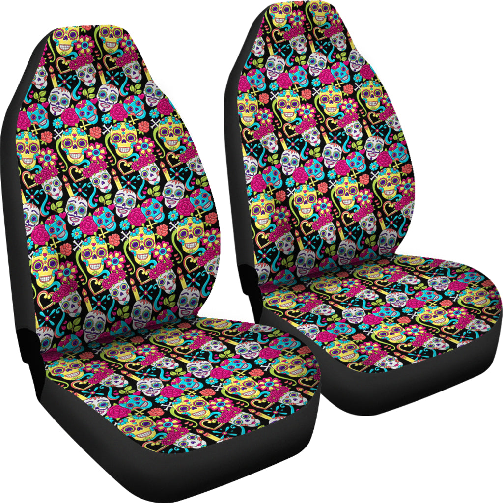 Set of 2 sugar skull seat covers