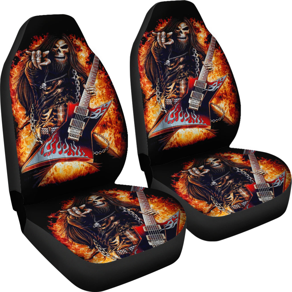 Set 2 pcs Gothic skull guitar car seat covers