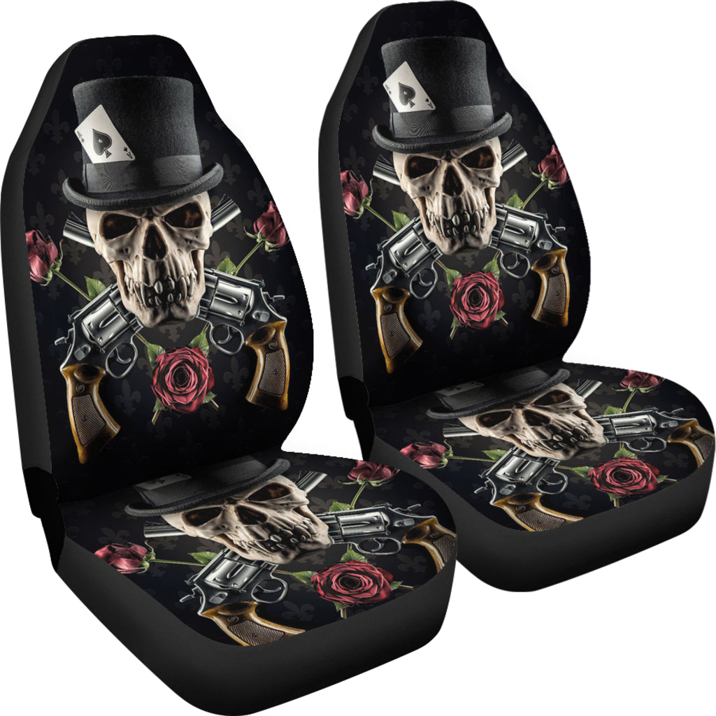 Set 2 pcs Gothic skull car seat covers