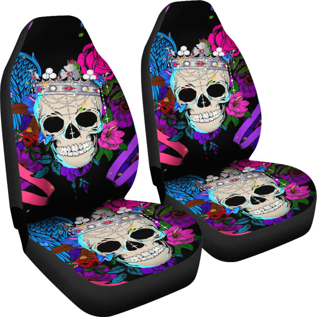 Set of 2 pcs skull car seat covers