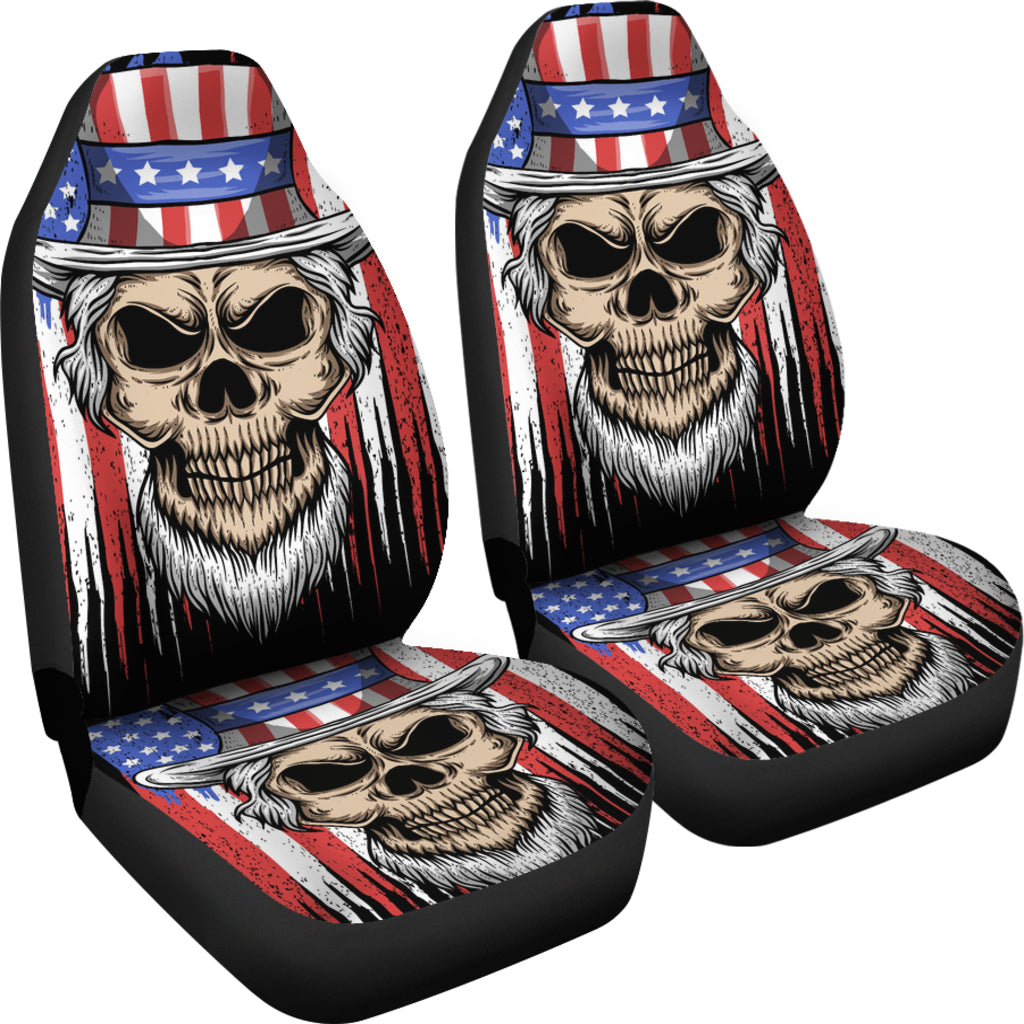 Set of 2 pcs - Skull Gothic Horror Grim reaper skull car seat covers