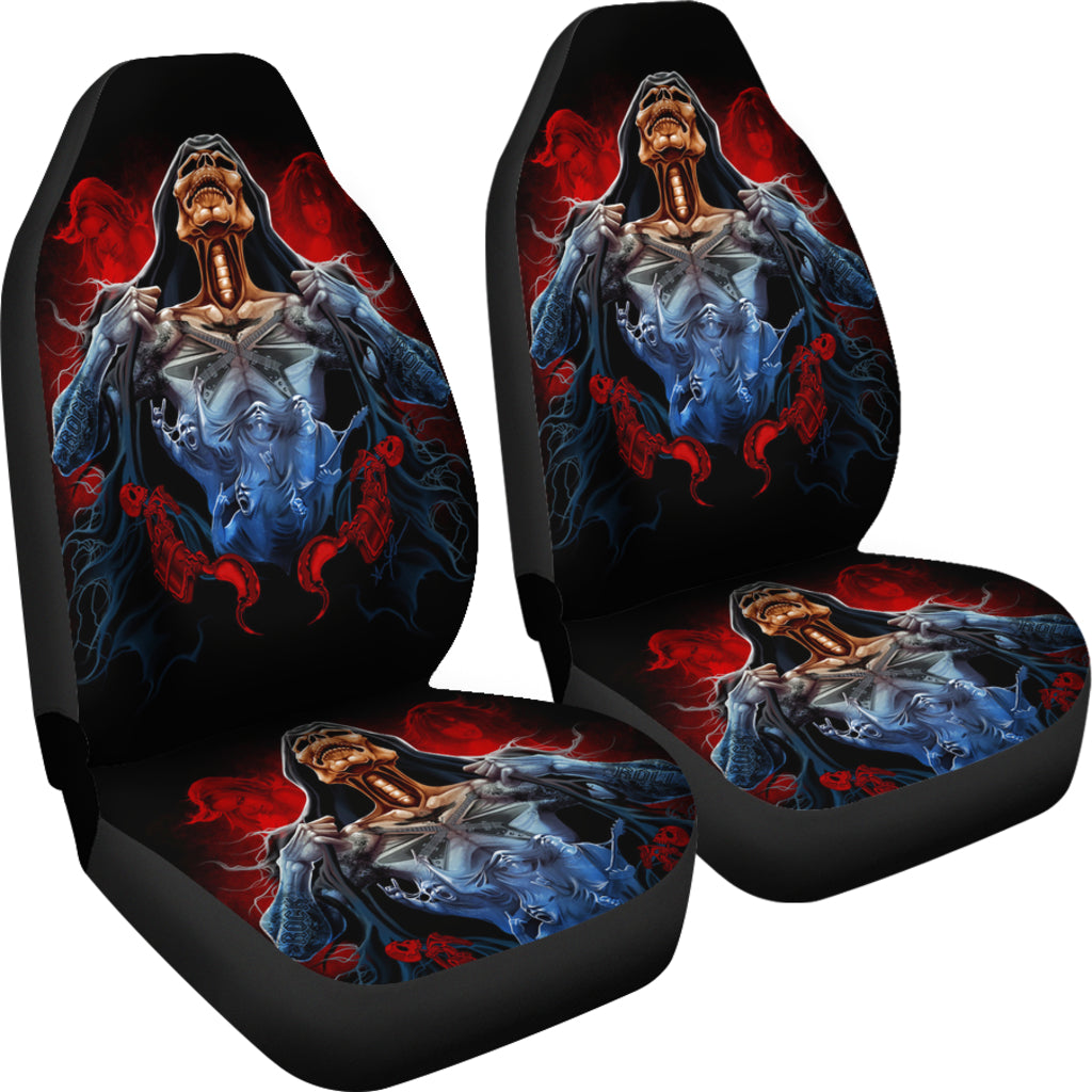 Set 2 pcs Gothic skull car seat covers