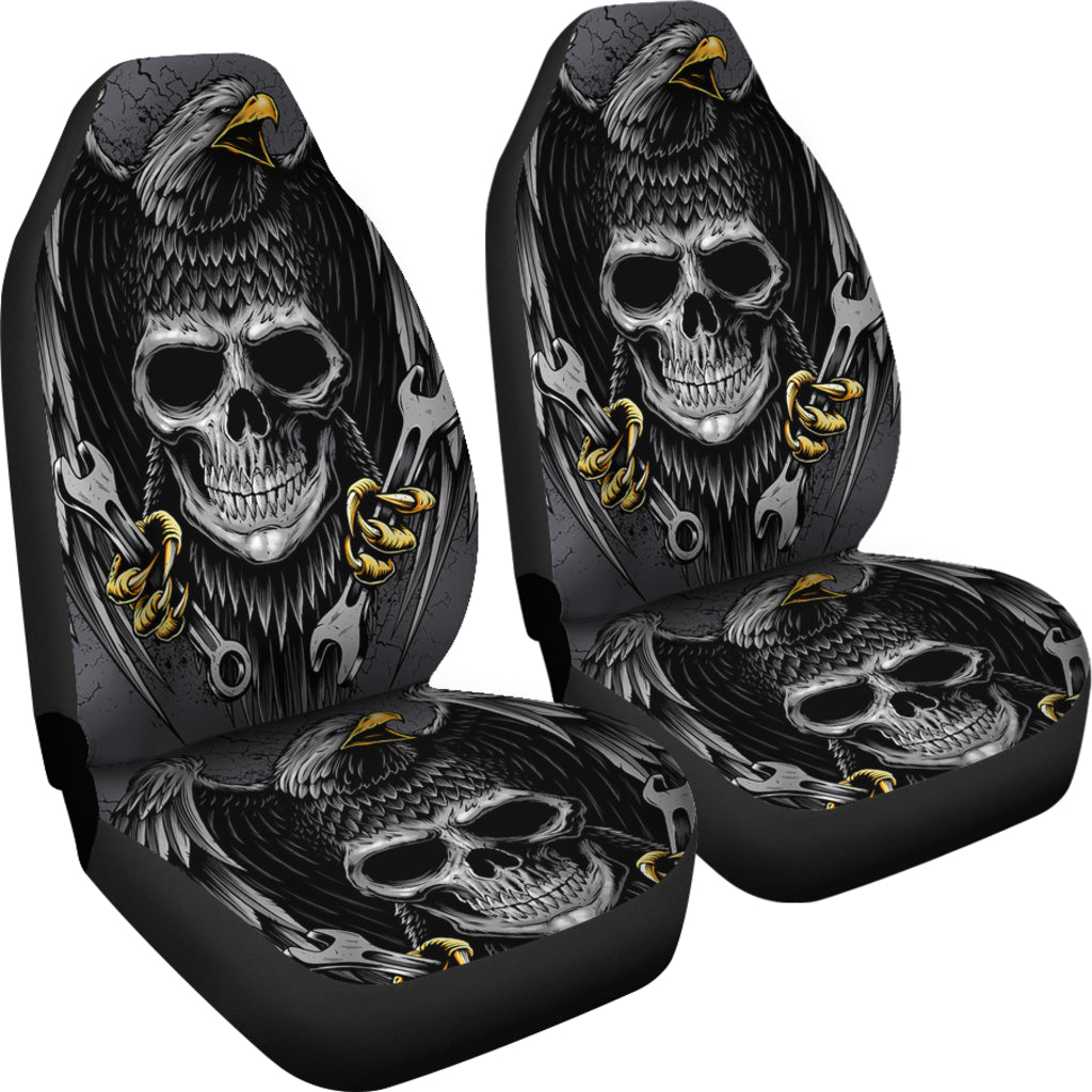 Set 2 pcs Gothic skull car seat covers