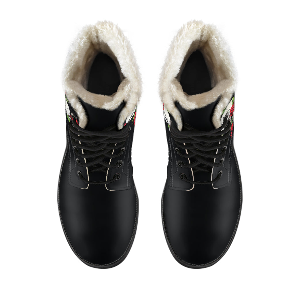 Skulls and roses Women's Fur Boots