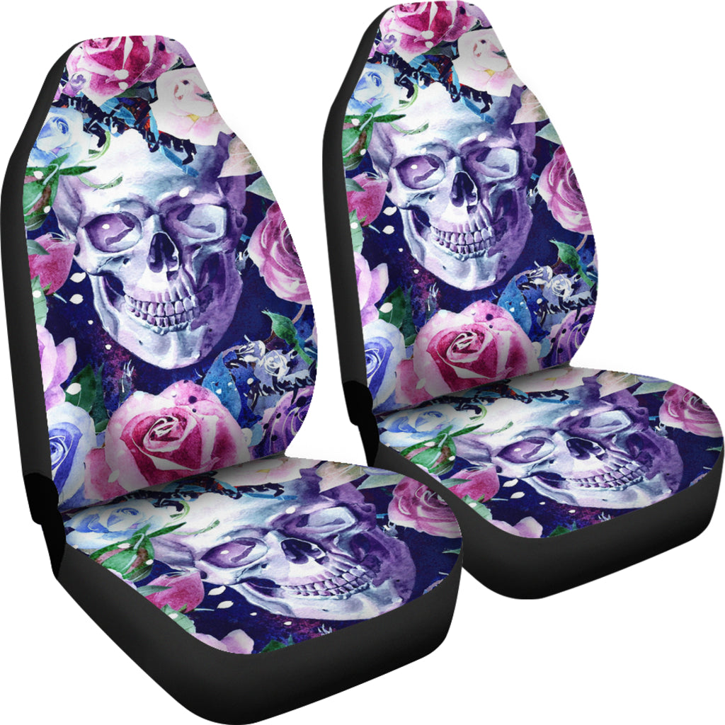 Set of 2 pcs skull rose car seat covers