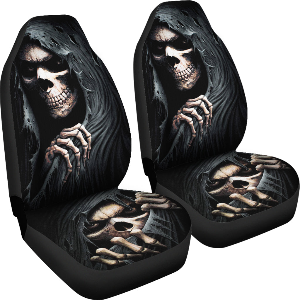 Set of 2 pcs grim reaper skull girl car seat covers