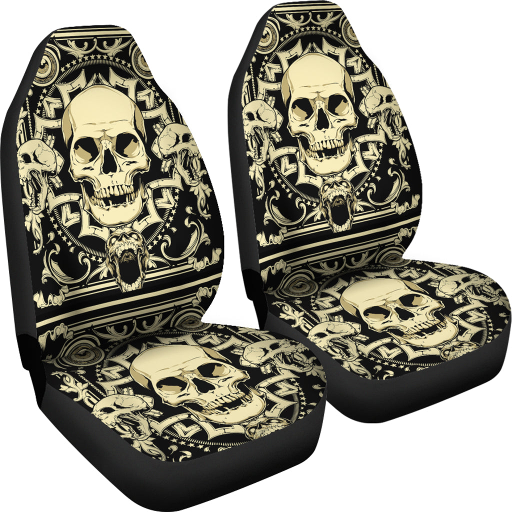 Set 2 pcs Gothic skull car seat covers