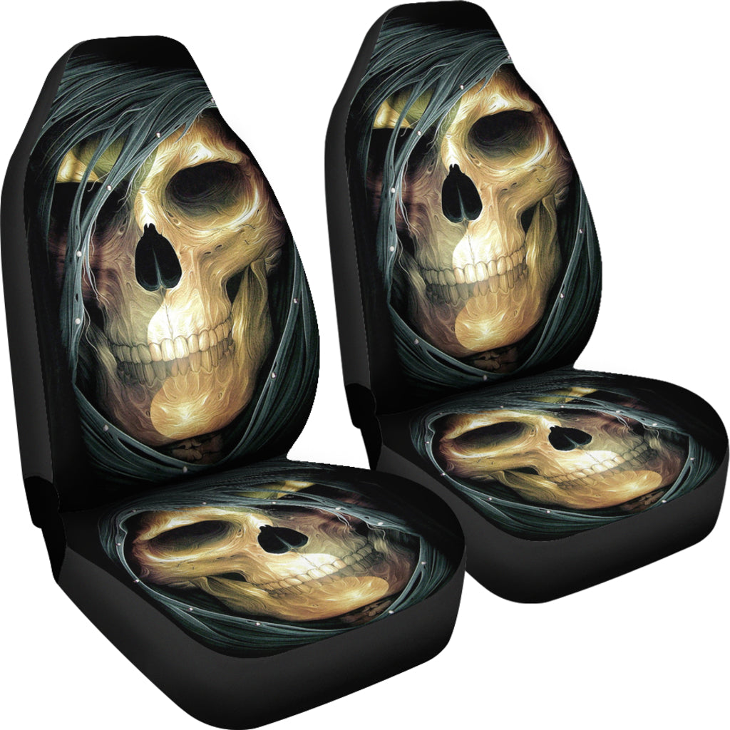 Set 2 pcs Gothic skull car seat covers