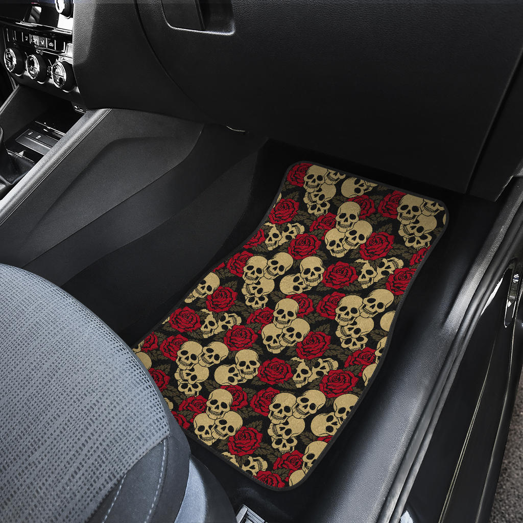 Set of 4 pcs floral sugar skull car mat