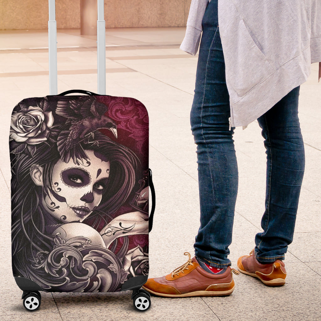 Sugar skull beautiful girl suitcase cover