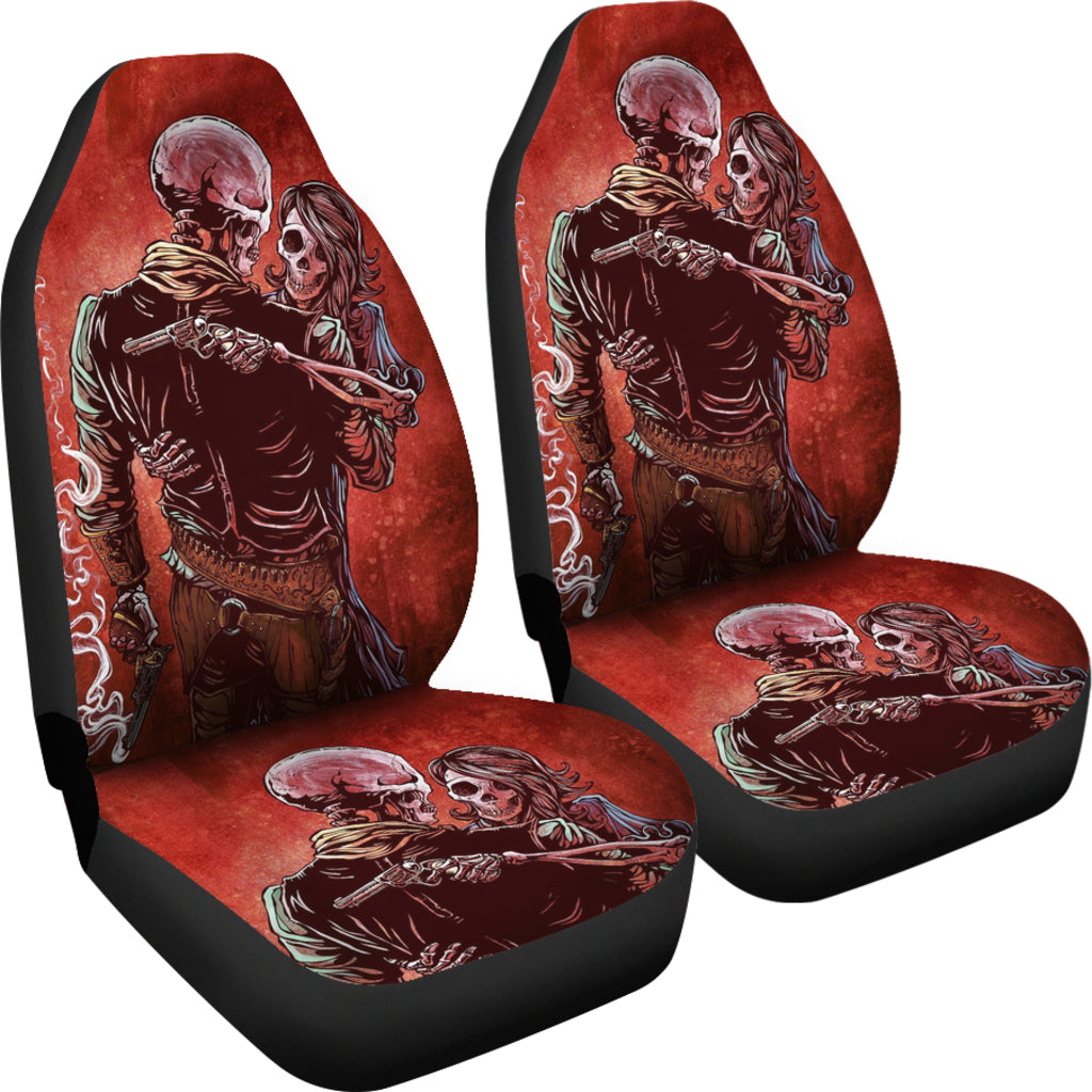 Set of 2 skull Gothic car seat covers