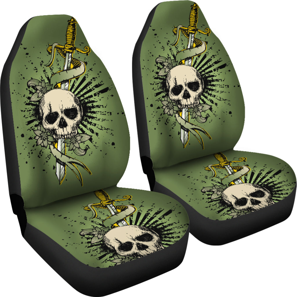 Set of 2 sword skull car seat covers