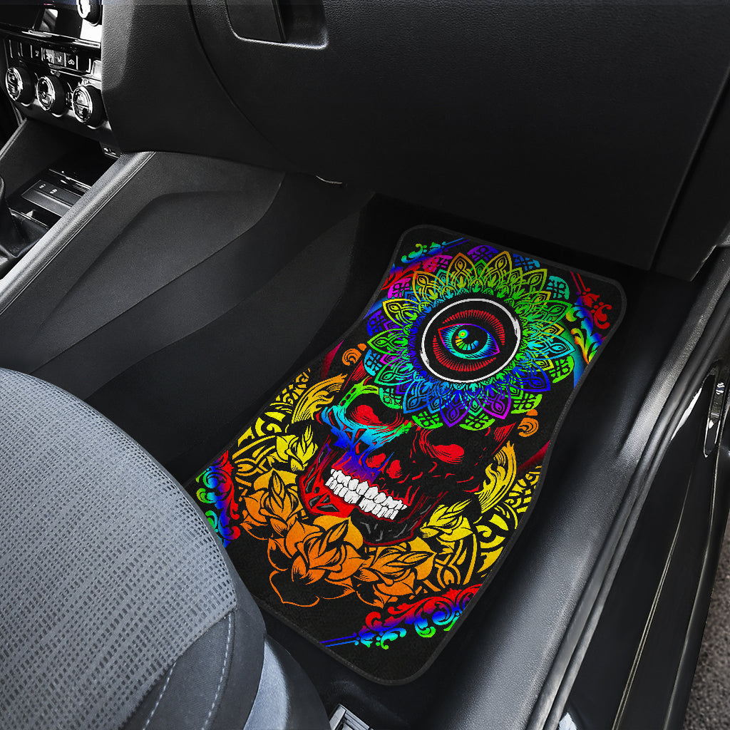 Set of 4 pcs sugar skull car mats