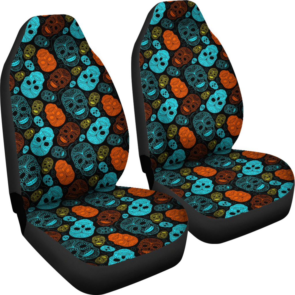 Set of 2 - Sugar skull car seat cover day of the dead