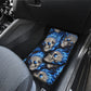 Set of 4 pcs blue flaming skull car mats