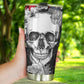 Floral skull tumbler mug cup