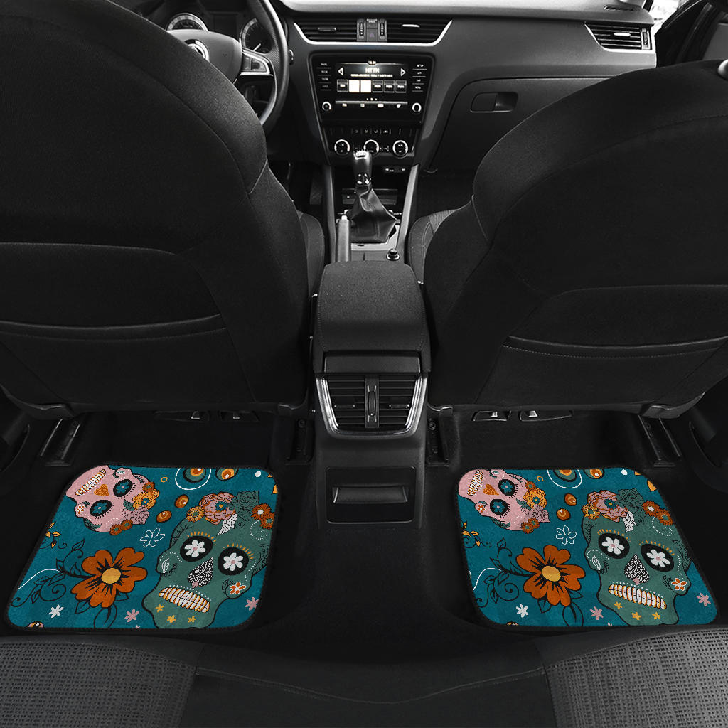 Set of 4 pcs sugar skull car mats